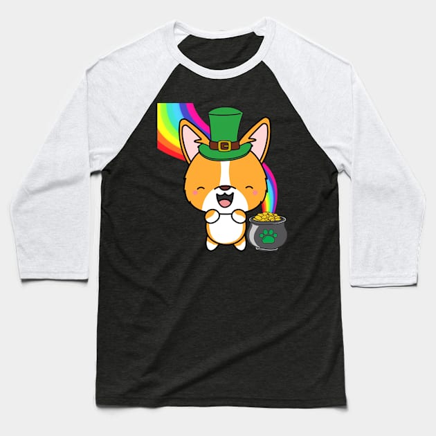 Funny corgi celebrates st patricks day Baseball T-Shirt by Pet Station